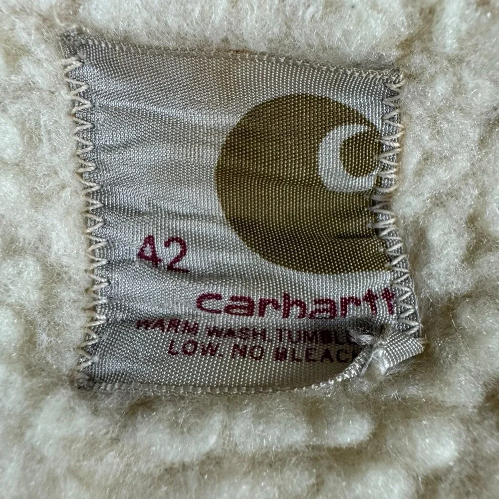 Vintage 70s Carhartt Denim‎ Sherpa Barn Chore Coat Jacket Men's 42 USA - Picture 4 of 8